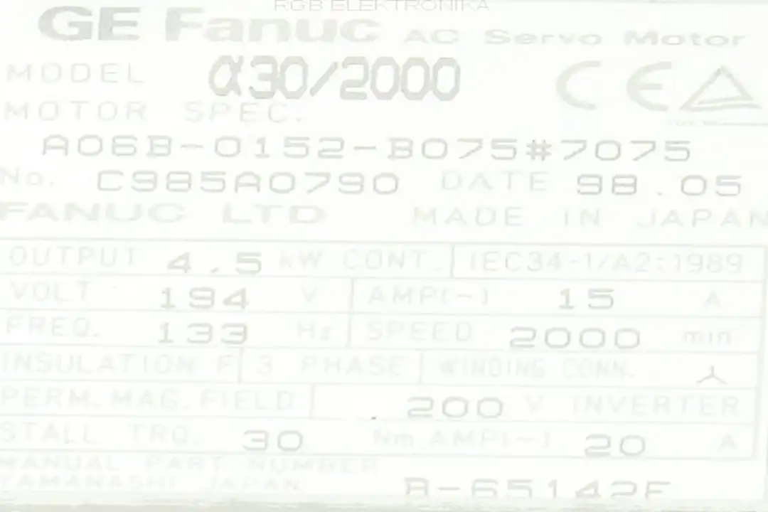 A06B-0152-B075#707 FANUC