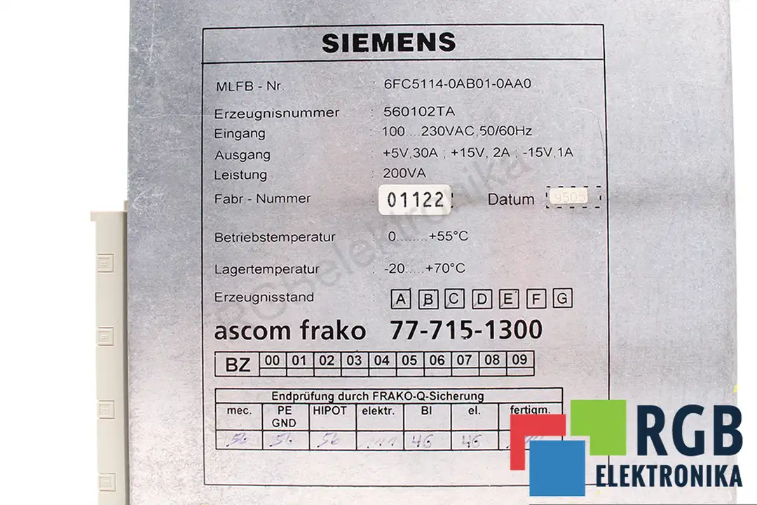 6FC5114-0AB01-0AA0 SIEMENS