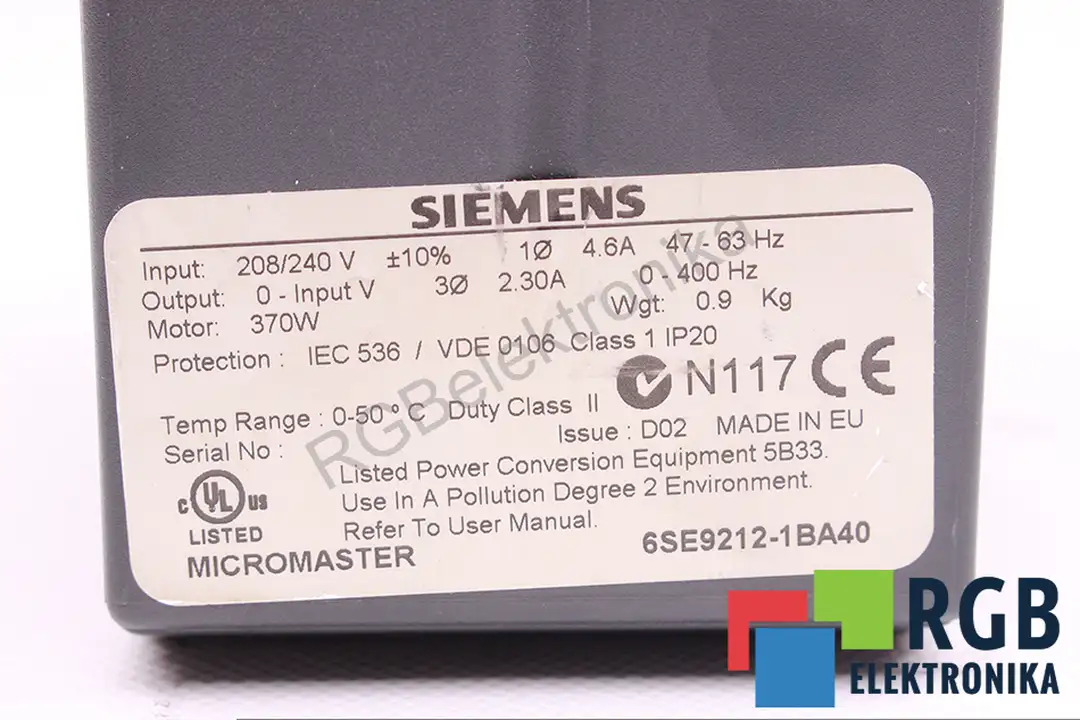 6se9212-1ba40 SIEMENS oprava