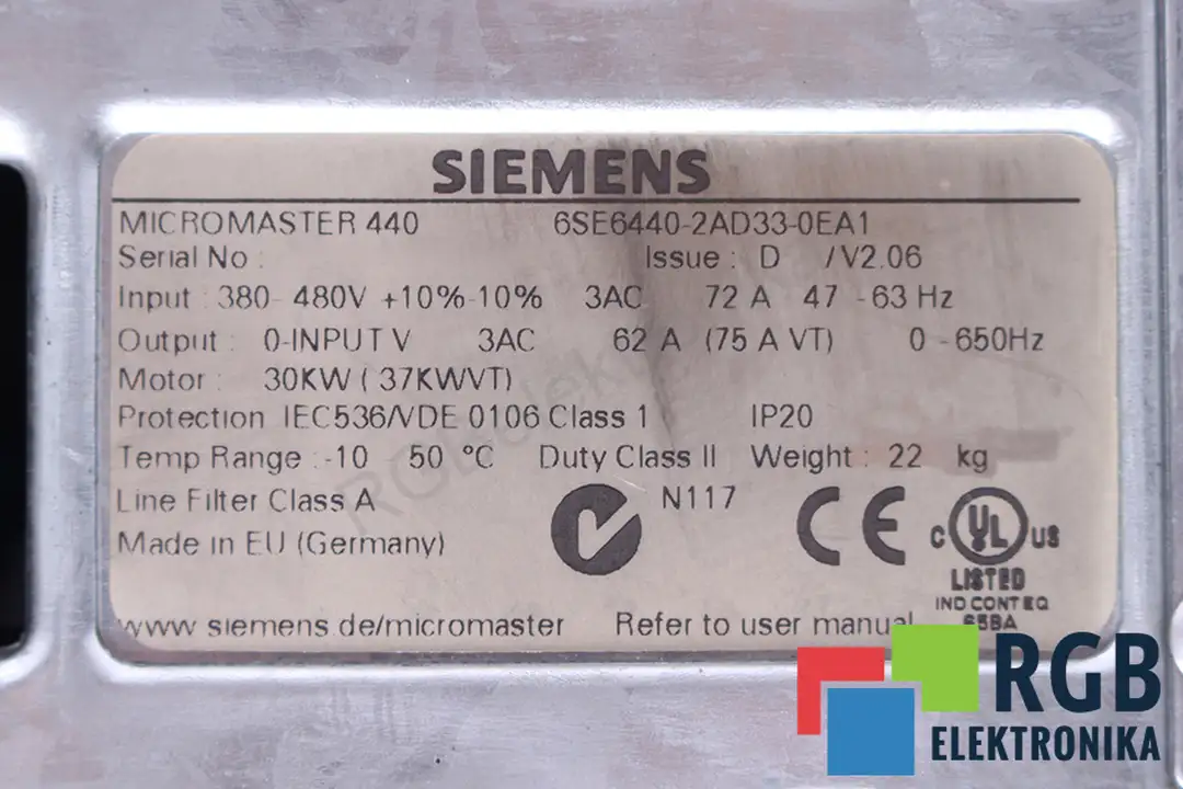 6SE6440-2AD33-0EA1 SIEMENS