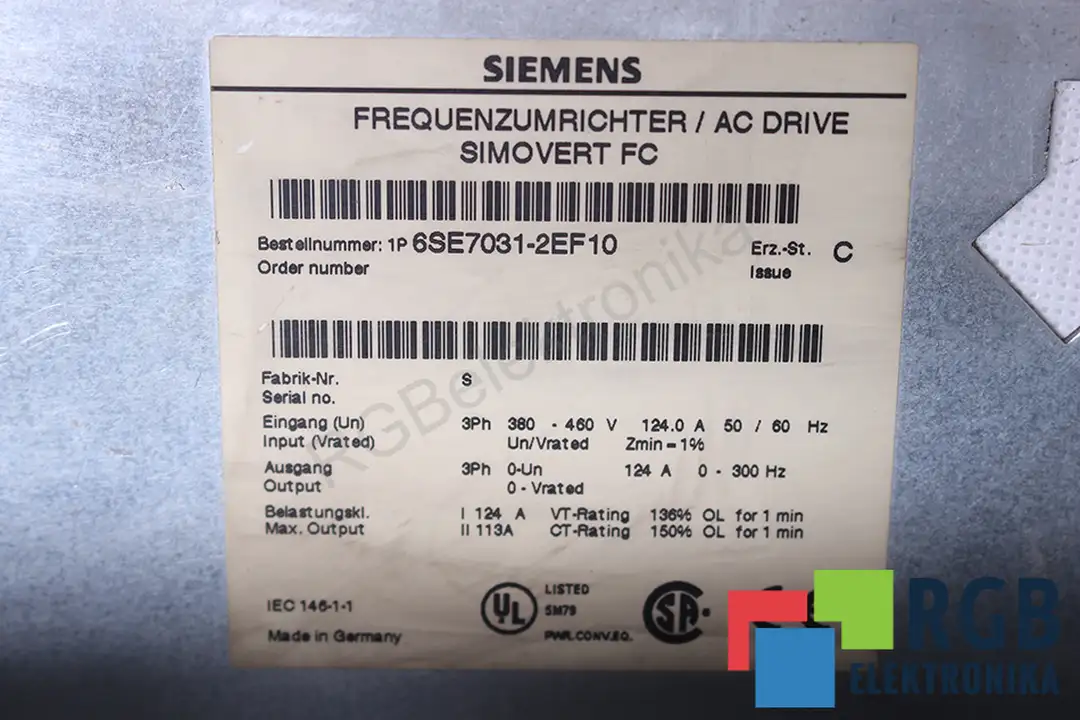 6se7031-2ef10 SIEMENS oprava