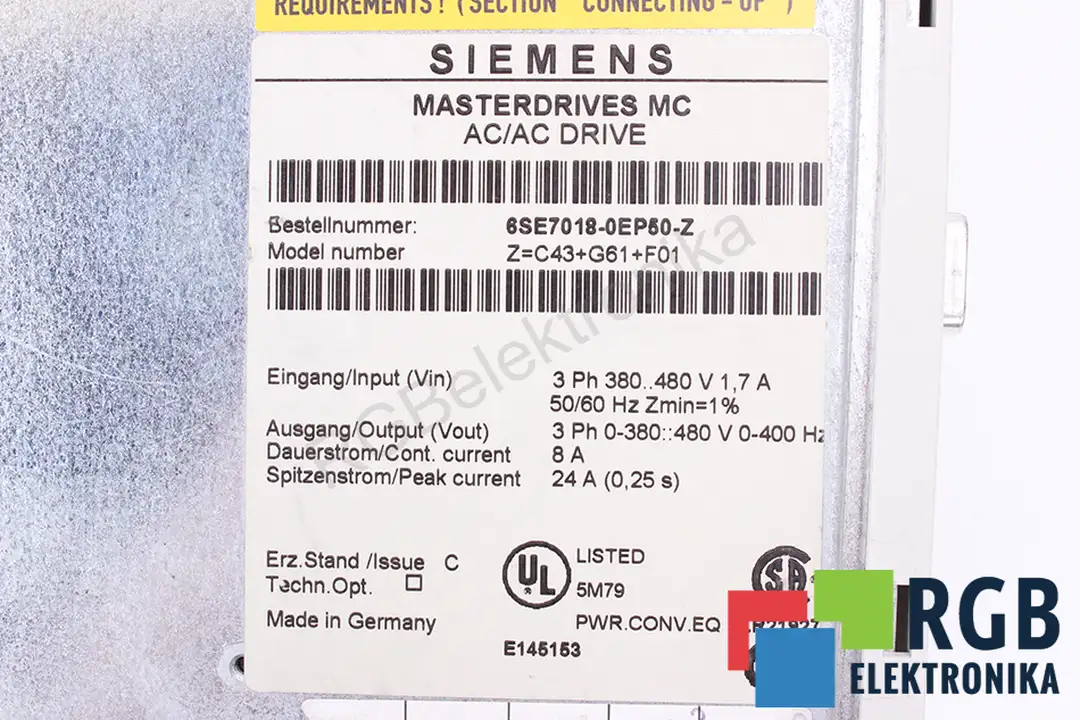 6se7018-0ep50-z-z-c43-g61-f01 SIEMENS oprava