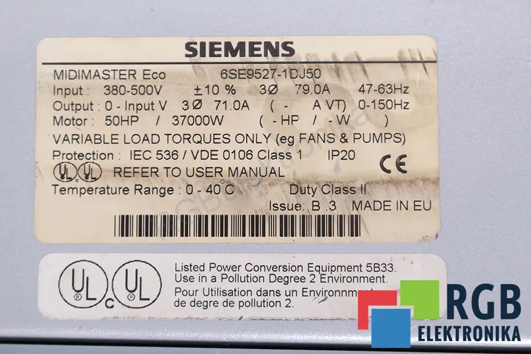 6se9527-1dj50 SIEMENS oprava