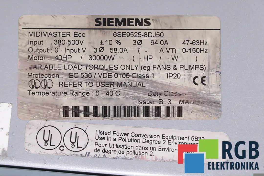 6se9525-8dj50 SIEMENS oprava