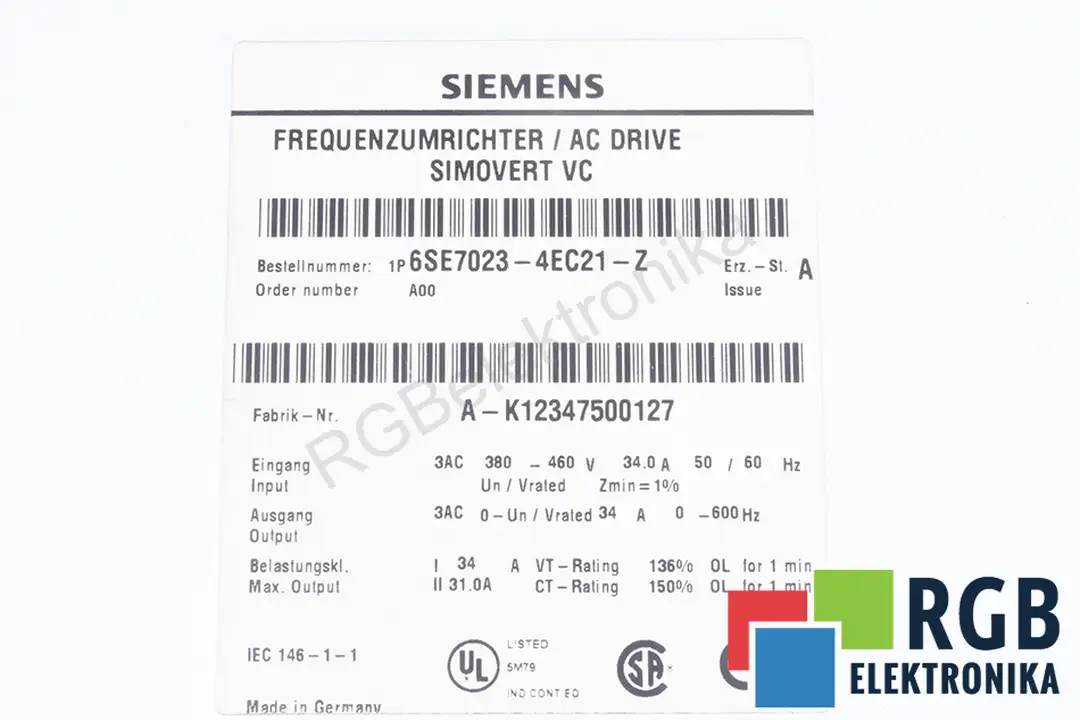 servis 6se7023-4ec21-z SIEMENS