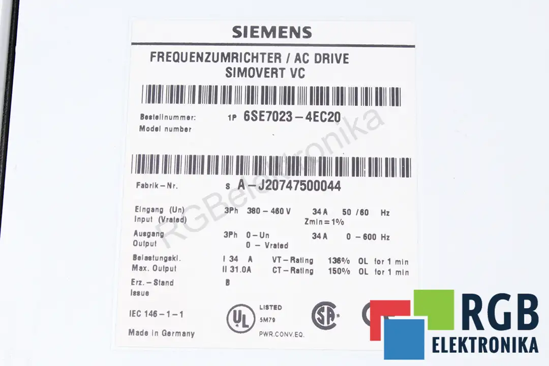 6se7023-4ec20 SIEMENS oprava