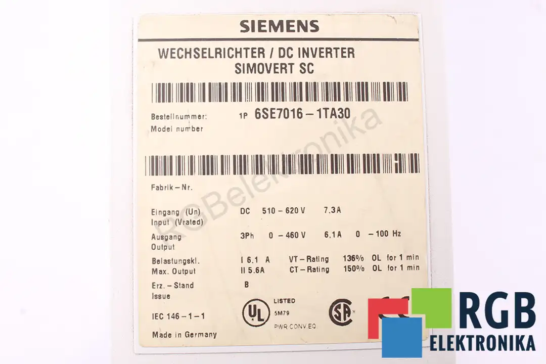 6SE7016-1TA30 SIEMENS