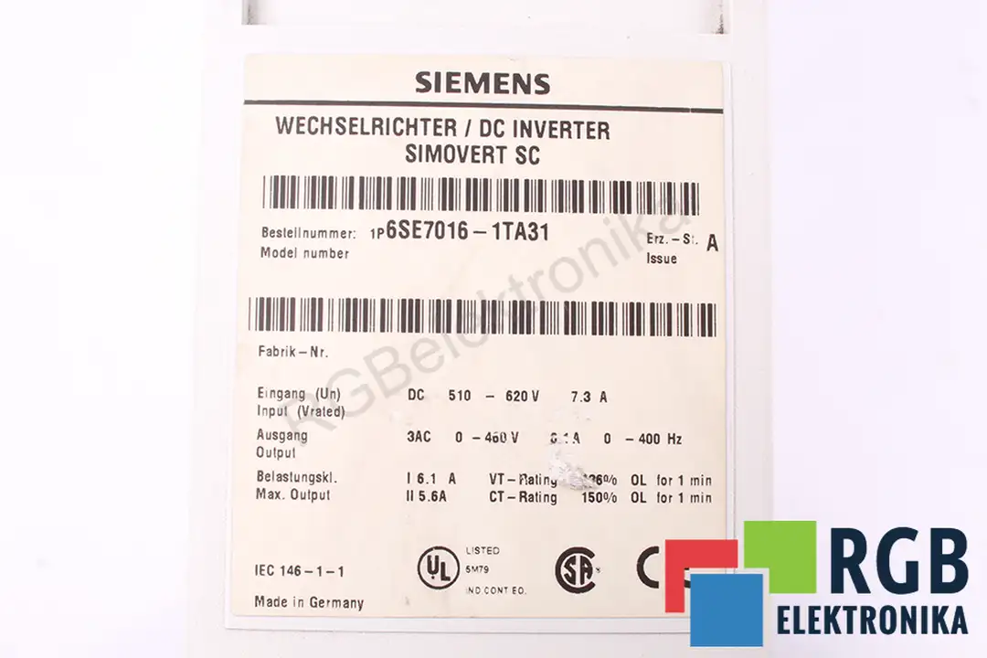 6SE7016-1TA31 SIEMENS