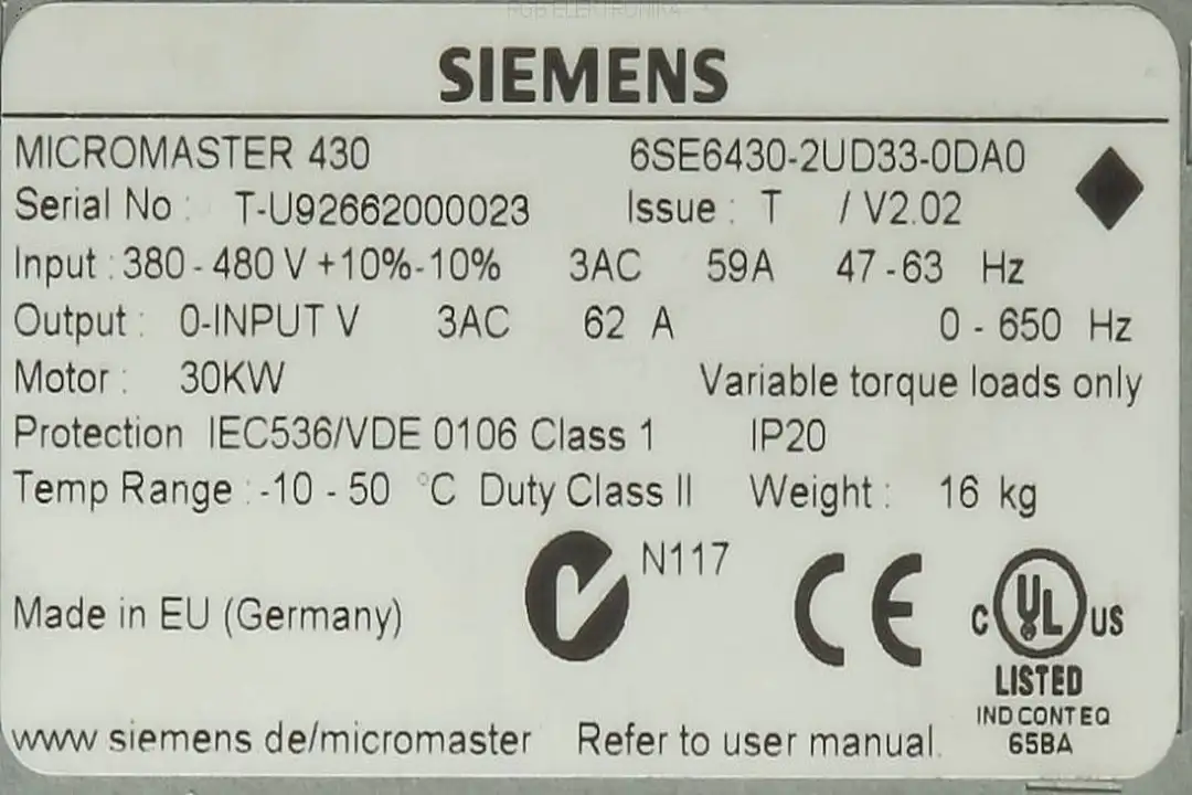 6se6430-2ud33-0da0 SIEMENS oprava