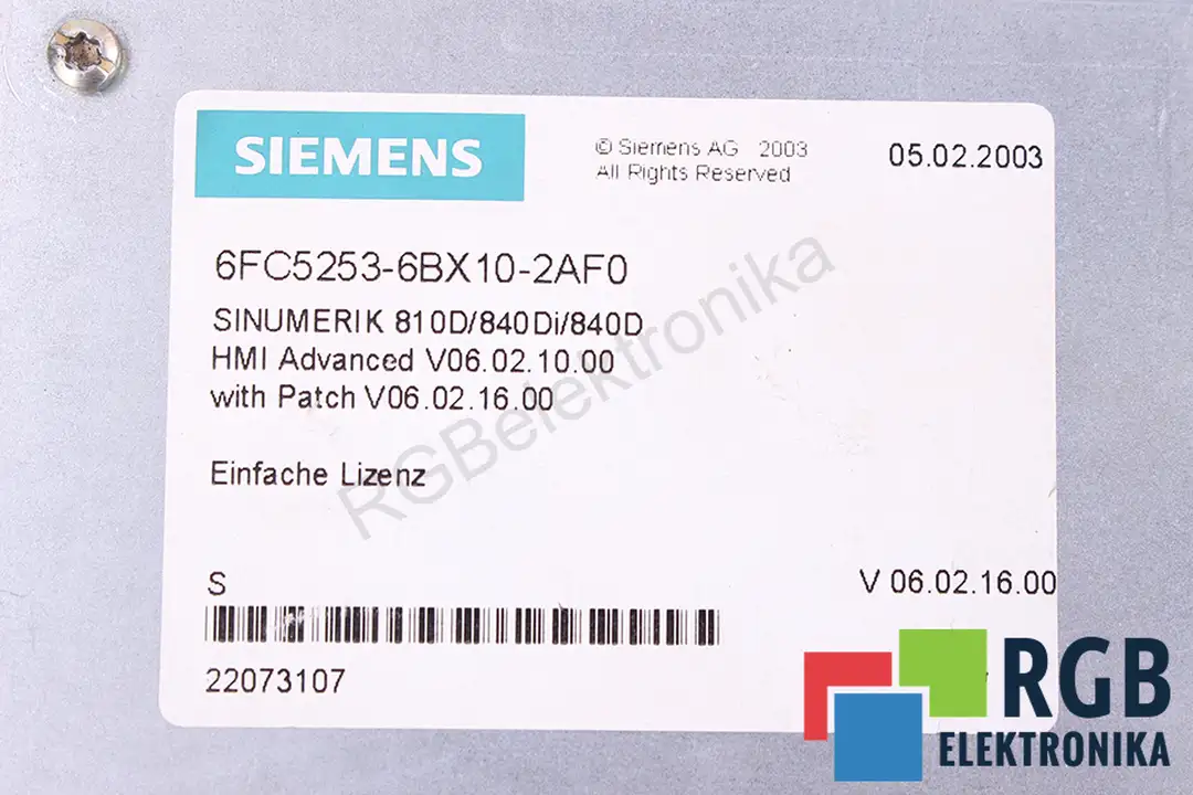 6FC5210-0DF20-0AA0 VERSION B SIEMENS