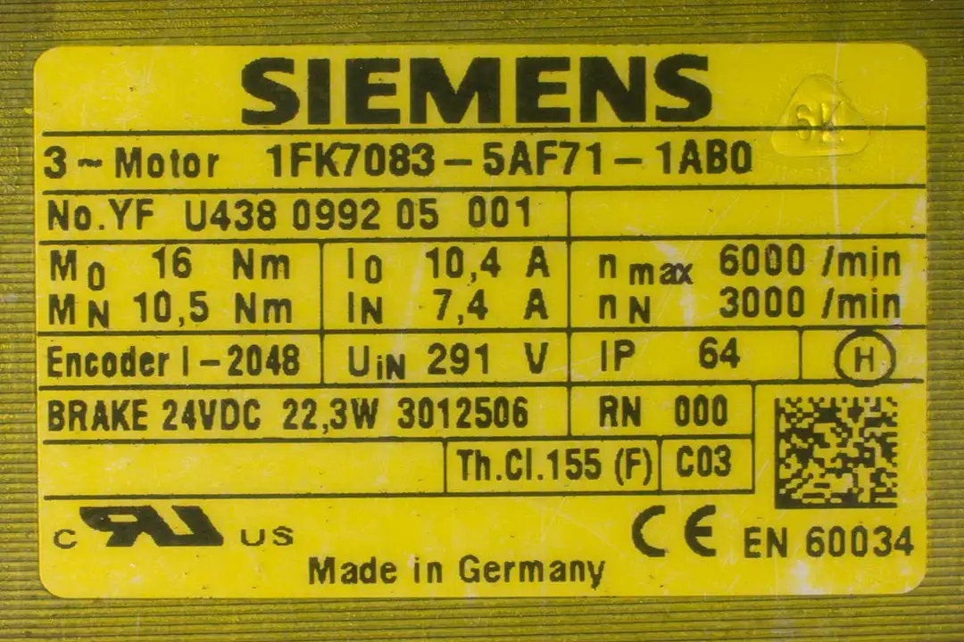 1FK7083-5AF71-1AB0 U438 0992 05 001 SIEMENS