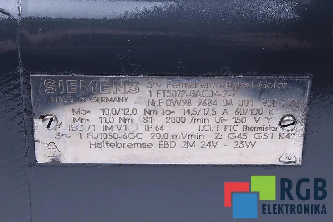 1FT5072-0AC04-2-Z Z: G45+G51+K42 SIEMENS
