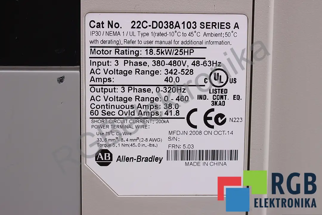 22C-D038A103 ALLEN BRADLEY