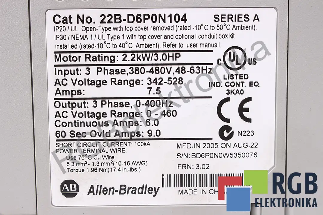 22B-D6P0N104 ALLEN BRADLEY