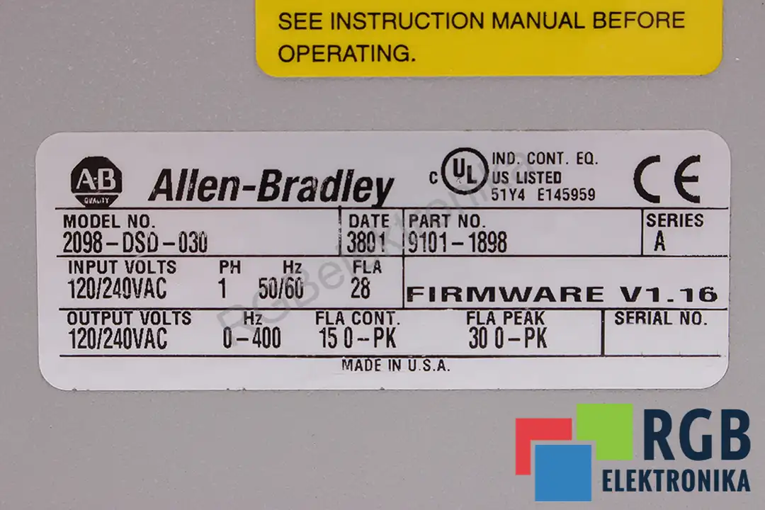 2098-DSD-030 SER A FW 1.16 ALLEN BRADLEY