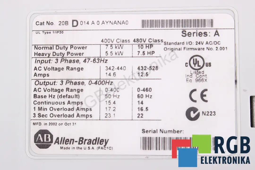 20BD014A0AYNANA0 ALLEN BRADLEY