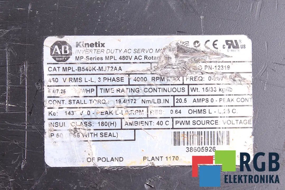 mpl-b540k-mj72aa ALLEN BRADLEY oprava