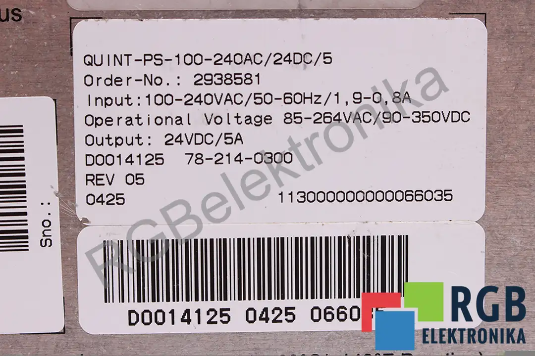 QUINT-PS-100-240AC/24DC/5 PHOENIX CONTACT