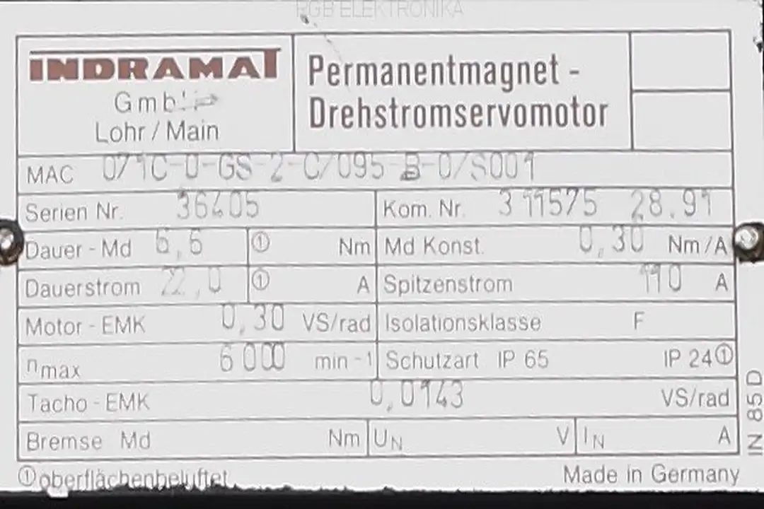 071C-0-GS-2-C/095-B-0-S001 INDRAMAT