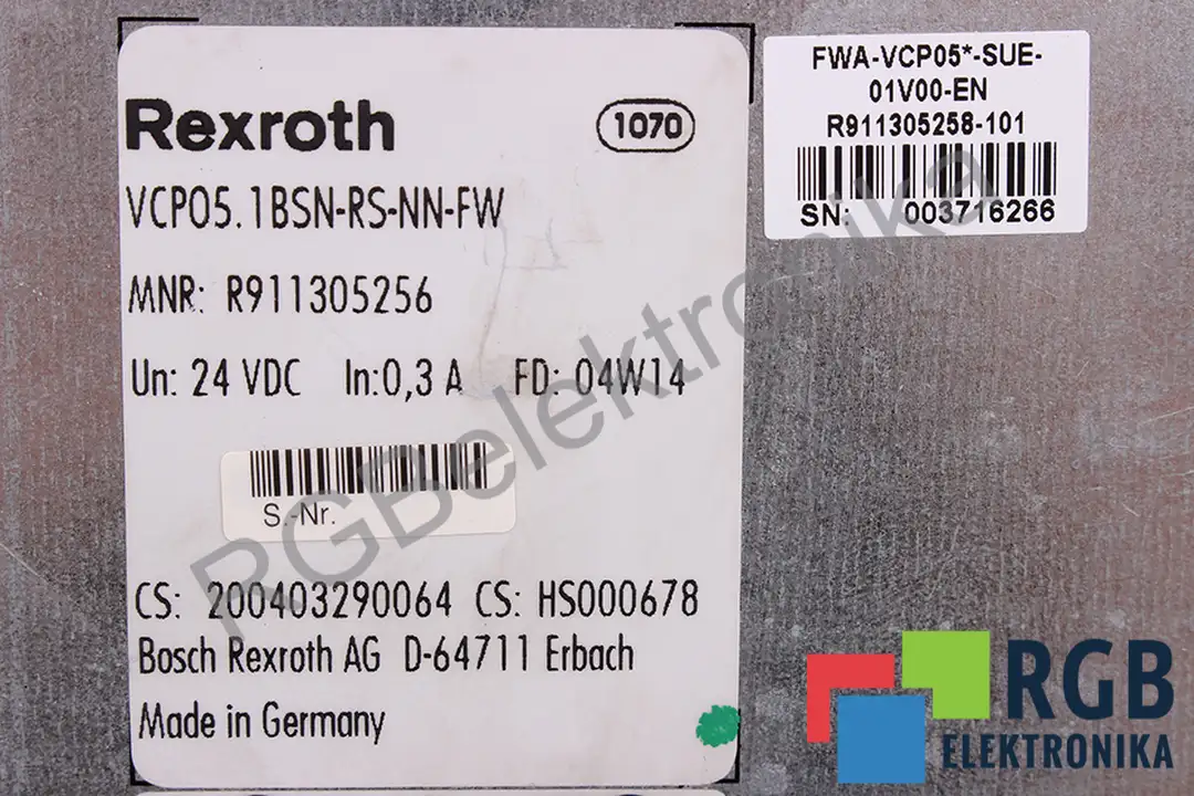 VCP05.1 BSN-RS-NN-FW FWA-VCP05-SUE-01V00-EN BOSCH REXROTH