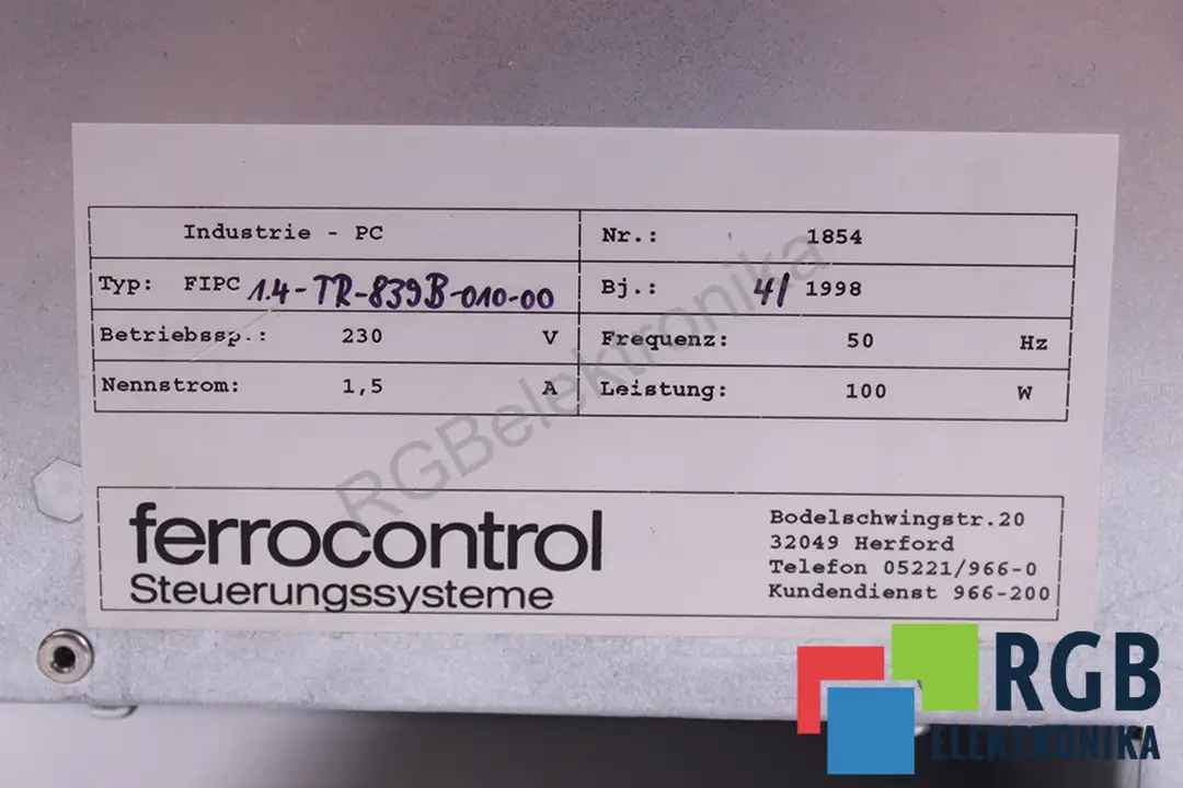 FIPC1.4-TR-839B-010-00 FERROCONTROL