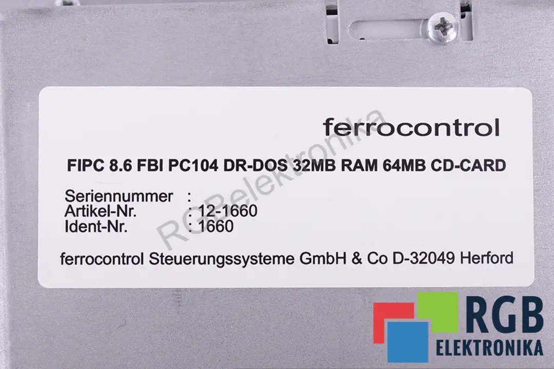 FIPC 8.6 FBI PC104 DR-DOS 32MB RAM 64MB FERROCONTROL