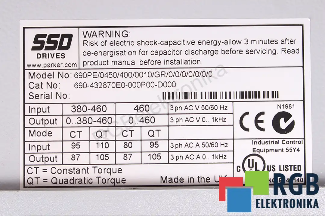 690PE/0450/400/0010/GR/0/0/0/0/0/0/0 PARKER