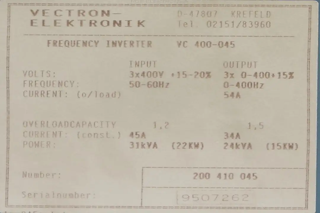 vc-400-045-drive-54a-15kw VECTRON ELEKTRONIK oprava