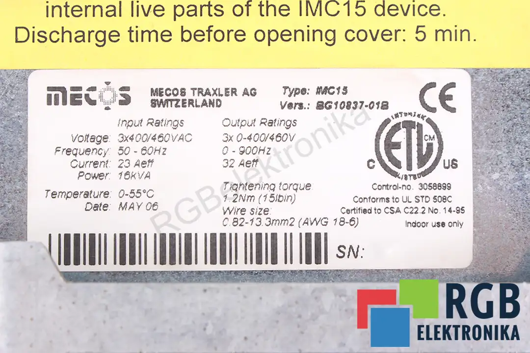 IMC15 VERS. BG10837-01B MECOS TRAXLER