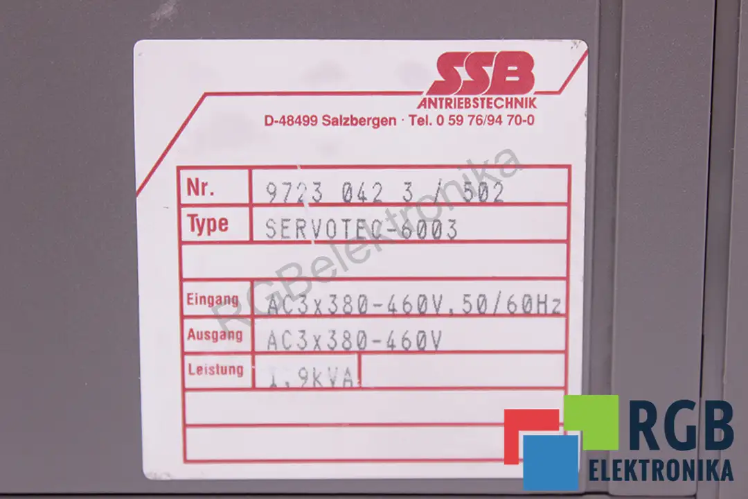 SERVOTEC-6003 SSB ANTRIEBSTECHNIK