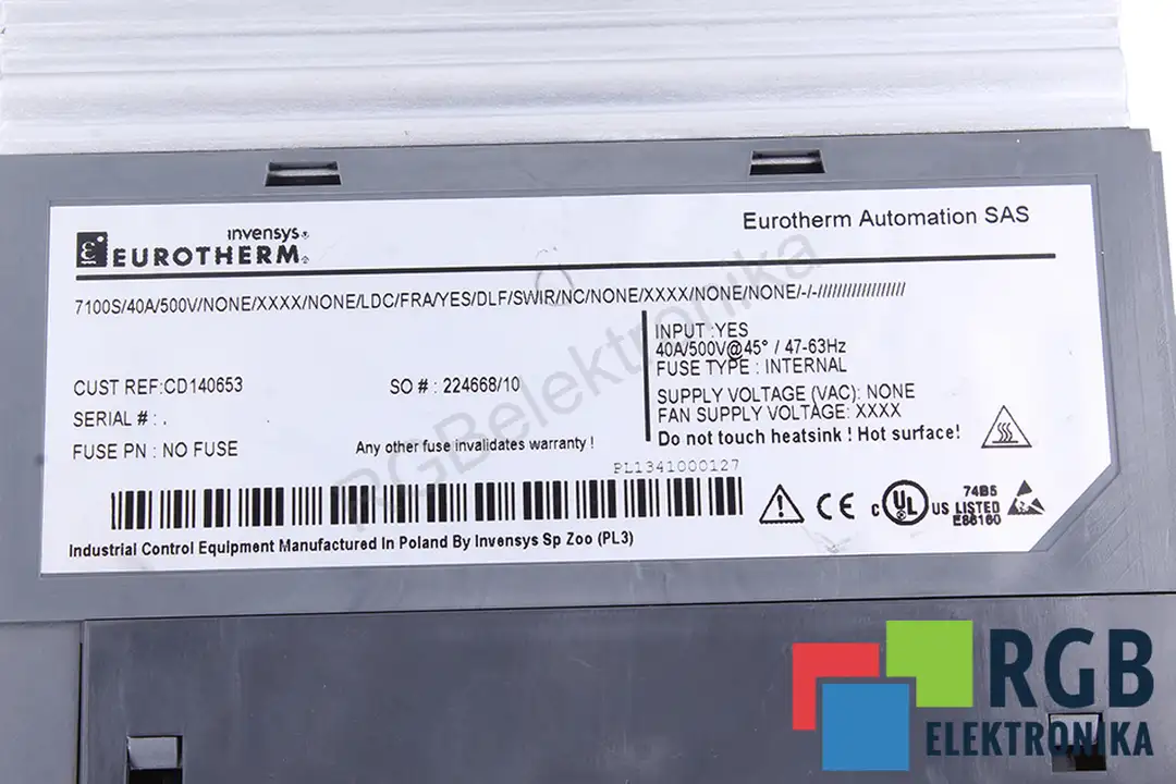 7100S/40A/500V/NONE/XXXX/NONE/LDC/FRA/YES/DLF/SWIR/NC/NONE/XXXX/NONE/NONE EUROTHERM