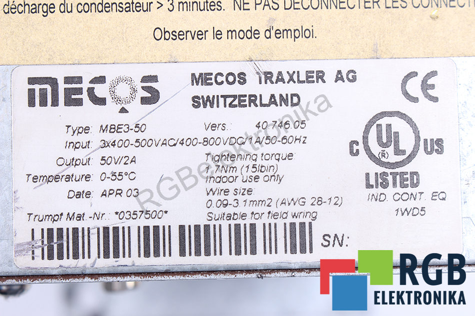 mbe3-50 MECOS TRAXLER oprava