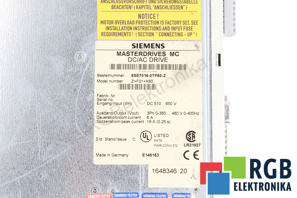 6SE7016-0TP50-Z SIEMENS