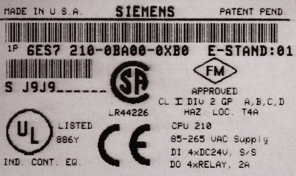 servis 6es7-210-0ba00-0xb0_8204 SIEMENS