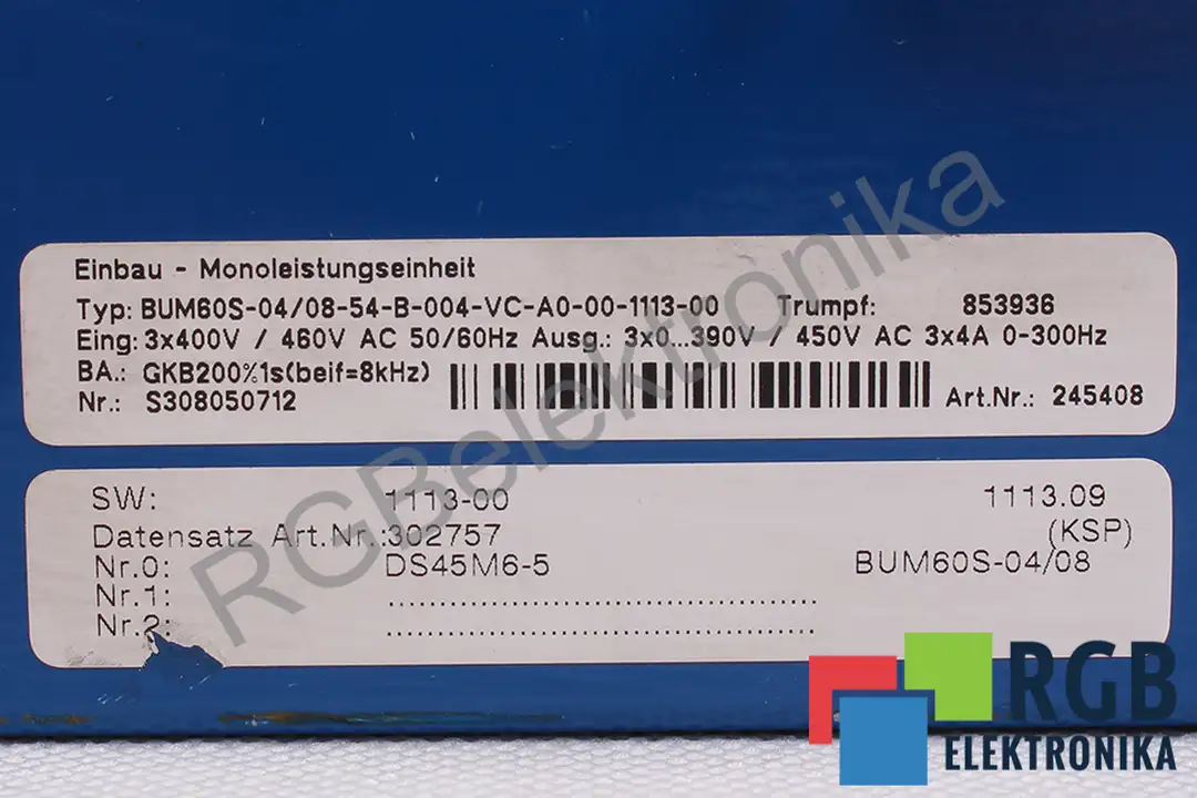 BUM60S-04/08-54-B-004-VC-A0-00-1113-00 TRUMPF